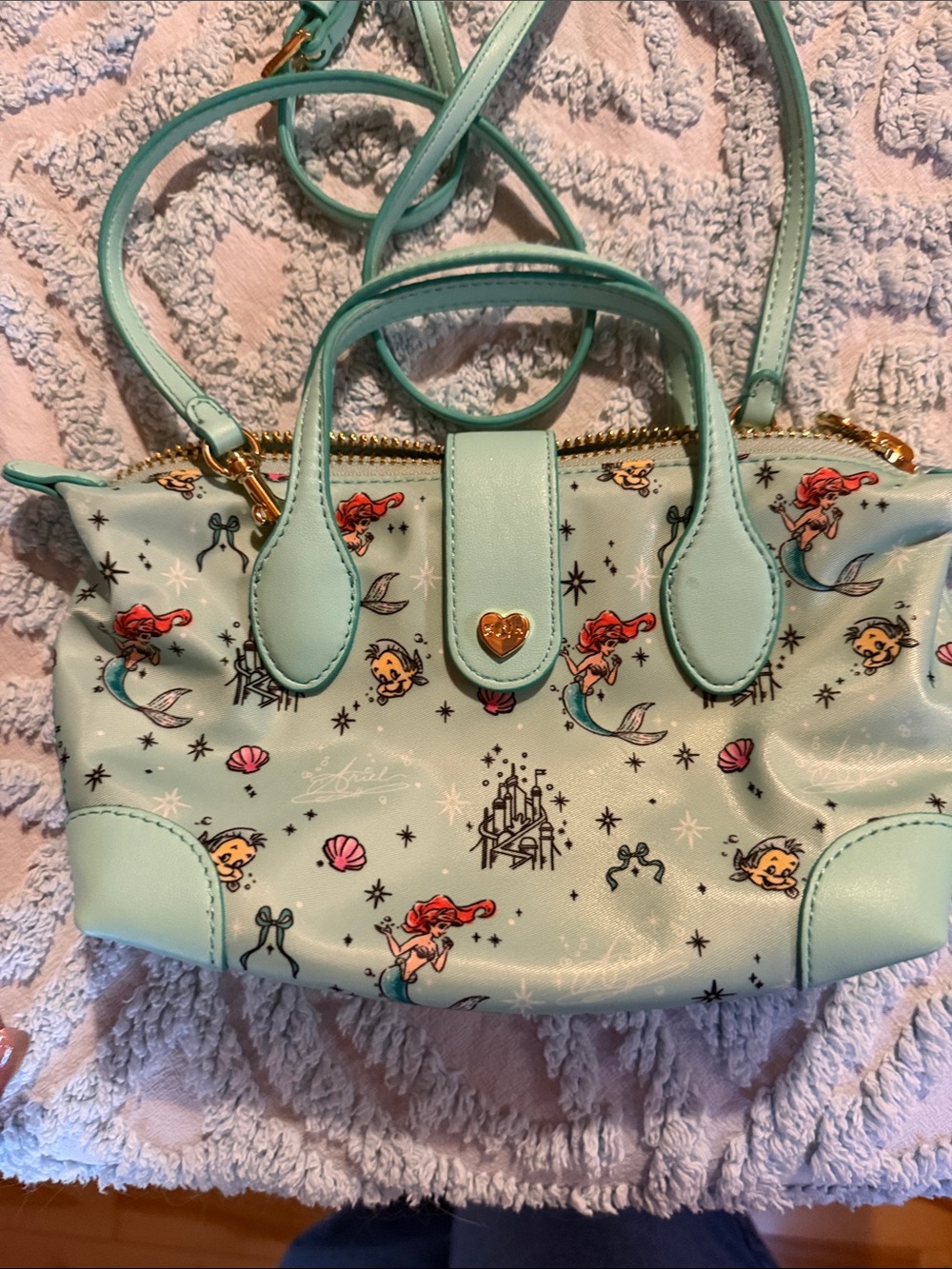 Stoney Clover Lane Mint Green Ariel Mermaid Print Crossbody Bag